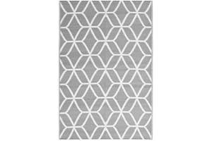 ‎VIDAXL vidaXL Outdoor Teppich Doppellagiges Jacquard-Muster Balkon Terrasse Garten Außenteppich Balkonteppich Gartenteppich Terrassenteppich Grau 140x200cm PP