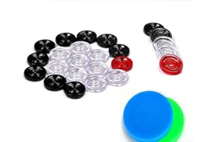 Kalindri Sports Monete di cristallo trasparente Carrom, 6 mm (confezione da 20) con 6 mm, 2 percussioni in plastica e 10 g di polvere da discoteca, confezione da 1