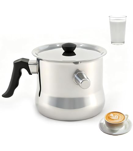 Milchtopf Induktion mit Deckel, 1.5L Milchtopf Doppelwandig, Simmertopf aus Edelstahl, Geeignet für Gas, Elektro, Induktion Küche, Haushalt & Wohnen