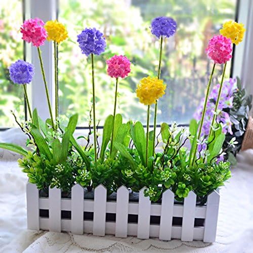 Artificial flowers SCFLOWER Silk Flower Lavender And Straw Ball Wood Fences Home Wedding Decoration Gifts Pink