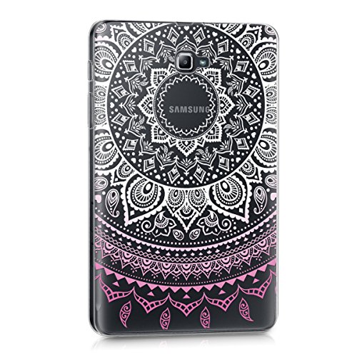 kwmobile Hülle für Samsung Galaxy Tab A 10.1 (2016) T580N / T585N – Case Handy Schutzhülle TPU Silikon für Tablet – Backcover Cover klar Rosa Weiß Transparent - 4