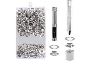 Ojales Metalicos 12mm HO2NLE 100 Kit de Ojetes Metalicos Inoxidable Herramienta de Montaje de Arandela Ollaos Ojetes para Toldos Lona Cuero Cortinas Papel con Caja de Almacenamiento (1/2 Pulgada)