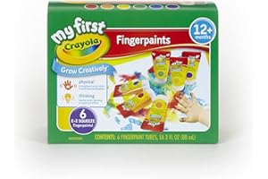 CRAYOLA Washable Finger Paints (6 Pack), Toddler Arts & Crafts Supplies, Gifts for Kids, Ages 1, 2, 3