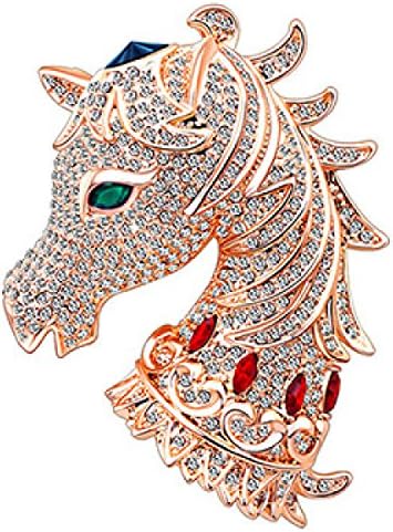 Horse Crystal Brooch Women's Premium Corsage Men's And Women's Couple Pins Badge With Jewelry Animal Zodiac Brooch Pins,Gold-OneSize