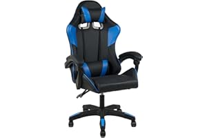 IlGruppone Sedia Gaming Professionale SimilPelle Reclinabile Con Braccioli Poltrona Ufficio Regolabile in Altezza Pistone Gas,Cuscino Poggiatesta E Lombare Gamer - Blu