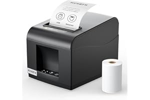MUNBYN 80mm Stampante per Ricevute USB con Supporto per Cassetto Contante, Stampante Termica con Cutter Automatico, USB Ethernet per Windows/Mac/Linux, SENZA Bluetooth e Wi-Fi, POS P072