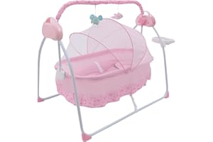 Jolre Elektryczna kołyska dla niemowląt, kołyska dla niemowląt, automatycznie kołyszące się łóżeczko dla niemowląt, automatyczna huśtawka dla niemowląt, z funkcją Bluetooth, elektryczna kołyska dla