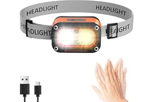 Chasinglee Lampada frontale 3000 Lumen USB-C ricaricabile, lampada frontale a LED, impermeabile con sensore di movimento per campeggio, corsa, ciclismo e pesca.