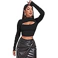 Sugathari Women's & Girl's Solid Knitted Full Sleeve High Neck Ruched Bust Crop Tee Tops (Top 109)