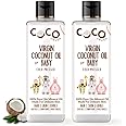 Coco Crush Virgin Coconut Oil For Baby Hair & Skin Massage | Cold Pressed & 100% Natural | Prevents Diaper Rash, Certified Organic (400ML(2 * 200ML))