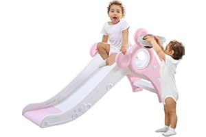 GROWAYSTORY Rutsche Indoor Outdoor ab 1 2 3 Jahr,Faltbar Kinderrutsche,Baby Gartenrutsche,Tolles Geschenk für Kinder,Geburtstagsgeschenk Rosa