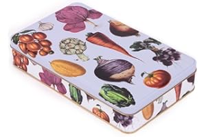 NOTIQUE Scatola di latta in metallo con coperchio, stile nostalgico, scatola per biscotti, contenitore per piccoli oggetti, collezione Herbarium (verdure II)