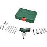 Bosch Screwdriver bit set, 22 parts (maximum torque 46 Nm; 36 gear gears; magnetic tip holder; soft handle T handle; 16 end S2