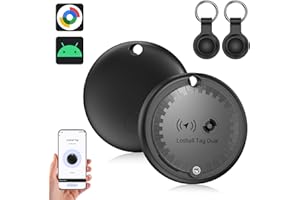 TDTOD Tag Localizador, Smart Tag Bluetooth Compatible con Android, Air Tag Tracker para Llaves, Maletas y Carteras, Resistente al Agua, Regalos para la Familia (Negro, 2 Pack)