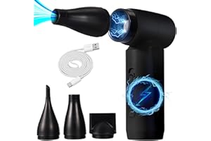 BINGOHIVE Compressed Air Duster, 80000RPM Jet Dryer Blower, Stepless Speed Regulation Portable Electric Air Duster Mini Electric Air Blower,Jet Fan for Car Dry,Keyboard Computer Cleaning,Air Bed,Camping,Outdoor