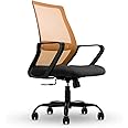 CELLBELL Desire Pro Mid Back Mesh Office Chair Adjustable Study Chair/Computer Chair with Revolving Seat, Stylisk Backrest, Lumbar Support, Metal Base for Work from Home (Orange)