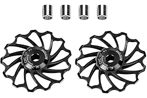 DILWE Poulie de dérailleur arrière, 1 paire de roues jockey en céramique de qualité pour vélo de route, rouleau de dérailleur arrière avec trous d'installation, tubes adaptateurs
