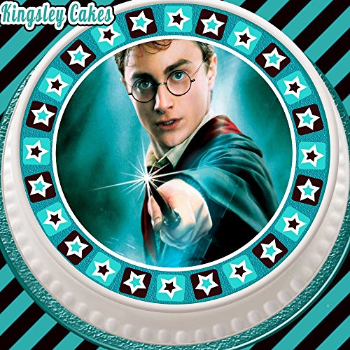vorgeschnittenen Essbarer Zuckerguss Cake Topper, 19,1 cm rund Harry Potter mit Star Bordüre