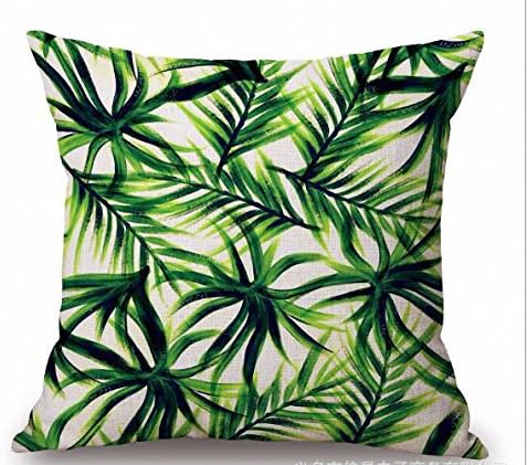 JIASTONE Tropical Plants Leaves Printed Cotton Linen 18 x 18 Inches Decorative Throw Pillowcase Sofa Home Decor Cushion Pillow Covers