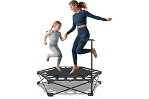 SWBSLL Foldable Fitness Trampoline, Indoor Trampoline with Adjustable Handle, Maximum Load 150 kg, 106 cm Diameter, for Children and Adults