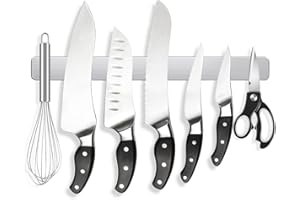 AMUFER Magnetic Knife Strips, 16 Inch Stainless Steel Magnetic Knife Holder, Magnetic Knife Storage Strip, Knife Holder, Knife Rack, Knife Strip, Kitchen Utensil Holder, Tool Holder, Knife Bar Block Magnet