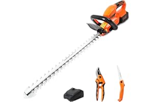 GARCARE 20V Hedge Trimmer Cordless Bush Trimmer with Battery and Fast Charge 20 Inch Dual-Action Laster Blade Lightweight Shrub Trimmer