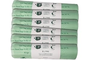 CADDY LINERS DIRECT 6 Litre x 312 BioBag Compostable Biodegradable Kitchen Food Waste Caddy Bin Liner Bags - Certified EN13432 (6L-300)