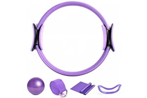 ACCMUZZY Home Pilates kit for Women 5 Pcs,Durable Better Portable Yoga Equipment Set with Resistance Bands,Pilates Ball,Pliate Ring,Stretch Belt & Pilate Circle for Women Training Gift,Home Workouts