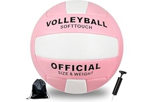 ‎BIBYKIVN Bibykivn Volleyball,Beachvolleyball,Weicher Touch Volleyball Training für Beach Outdoor Indoor Spiel,Offizieller Größe 5,Artikel mit Rucksack und Pump Mesh Bag