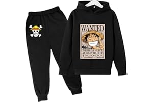 CHAORWE 2022 Anime One Piece Enfants Survêtements Ensemble Luffy Sweat À Capuche Top Casual Pull À Capuche et Joggers Pantalons pour Garçons Filles