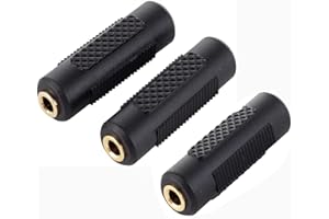 HERFAIR 3.5mm Stereo Audio Adapter, 1/8 Inch Female to Female Audio Coupler, Gold Plated Audio Headphone Jack Connectors Compatible with for TaoTronics, Mpow BH129 Bluetooth Receiver (3 PCS)