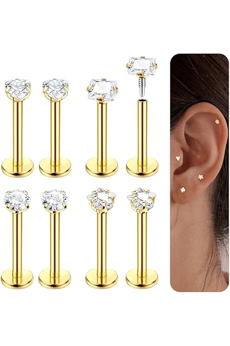 2 Anelli Naso Piercing 18G 8/10mm - Acciaio Chirurgico 316L, Ipoallergenico, Per Setto/Elice - Foto 6