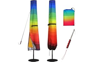 Daily Treasures Sonnenschirm Schutzhülle, Regenbogen Ampelschirm Schutzhülle 420D Oxford Schutzhülle Sonnenschirm mit Stab, 190 x 50 CM Schutzhülle Sonnenschirm für UV-Anti Wasserdicht Winddicht