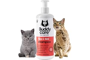 Buddycare Floh- und Zecken-Katzenshampoo – beseitigt Flöhe, Zecken und Milben – Tiefenreinigendes Shampoo für Hunde, Teebaum- und Eukalyptus-Flohshampoo für Hunde (500 ml)