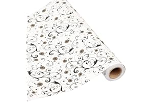 GLOW4U Papel de contacto autoadhesivo de vinilo para cajones, diseño floral, color negro