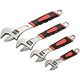 MUXHEL 4PCS Adjustable Spanner Set, 4 Sizes Adjustable Wrench Set with Soft Grip, Multifunctional Carbon Steel Shifter Spanner Sets for Pipeline Building Machinery Home (6"+8"+10"+12")