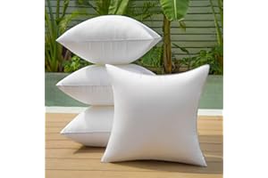 QSWRD 40 x 40 Cushion Inserts Set of 4 Outdoor Cushion Inserts Waterproof Square Premium 16 x 16 Inches Throw Pillow Inserts Decorative Couch Cushion Insert White Sofa Pillows Indoor