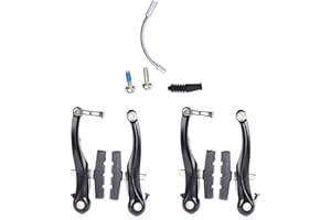 Juego de frenos Keenso V, aleación de aluminio, horquilla delantera de bicicleta, freno en V, duradero, juego de frenos en V, accesorio delantero y trasero para la mayoría(negro)(two pairs)