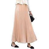 Lunga Gonna da Plissettata Donna Gonna di Pieghe Vita Elastica Solida Colore Maxi Gonne