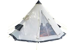 Skandika Tipi 10 Protect Tienda de campaña Tipo Tipi para 10 Personas | Impermeable, Suelo de Tienda Cosido, mosquitera, más de 2,5 m de Altura, 3000 mm de Columna de Agua
