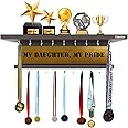 Odestar, Display Medal Hanger, Premier Award Medal Display Rack and Trophy Shelf- Large-Brown
