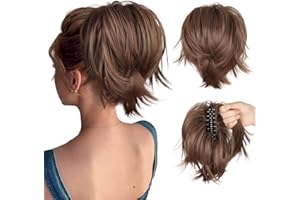 HSAJS Chignon Capelli con Pinza Chignon Capelli Moda Hairpiece Scrunchie Chignon Dritto Corto Coda di Cavallo Bun Extension Messy Chignon Clip per Capelli per Donna Ragazze