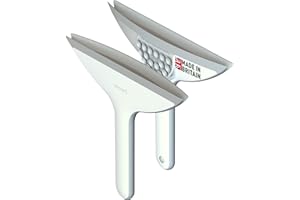 Inhouse Stick+Store Curved Shower Squeegee. Made in Britain. Duo 2-in-1 Curved & Straight Blades Clean Streak-Free on Curved Screens & Flat Bathroom Surfaces. Patented Suction Cup Storage. 1PC