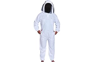 URBANSBEE Traje de Apicultor de algodón profesional - Traje de Apicultura para hombre y mujer con Elegante Sombrero y Velo para la protección facial del apicultor