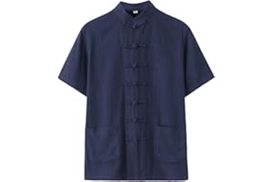 WAZHAKU Chemise en lin pour homme - Veste d'arts martiaux chinois - Uniforme traditionnel - Vêtement d'extérieur pour arts martiaux - Kung Fu, Tai Chi Wushu - Pour homme et femme - Costume Tang