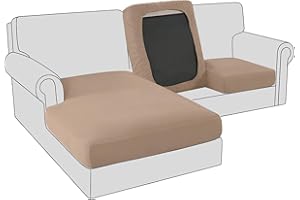 BXFUL Sofa Seat Cushion Covers, Stretch Velvet Sofa Cushion Slipcovers, Couch Cushion Covers Replacement for Individual Cushion with Elastic Fabric (Large 1-Seater,Sand)