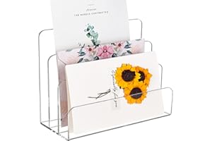 bssmmai Akrylowy uchwyt na listy, 3 przegródki, organizer na dokumenty, do biura, porządek na biurku, na karteczki z notatkami, wizytówki i pocztówki