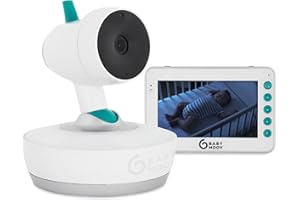 Babymoov YOO Moov Babyphone Vidéo Motorisé, Caméra à 360°, Grand Ecran 4,3'' (11cm), Portée de 300m, Mode VOX, 720p, Talkie-Walkie, Veilleuse Multicolore & Berceuses