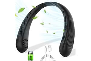 DDKJ Portable Neck Fan Bladeless-Hands Free Usb Rechargeable Battery Operated Neck Fans with 360°Cooling, 3 Speeds Personal Headphone Design Mini Small Leafless Fan for Men Women Adult Kids(Black)