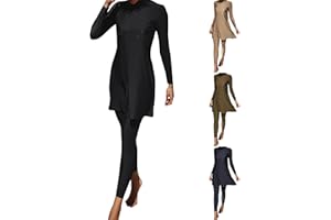 Ashleyzj Burkini Damen Muslim Tankini Bauchweg 2-teilig Burkini Push Up Islamische Badeanzug Swimsuits Frauen Sommer Muslimische Langarm Strand Badeanzug Einfarbig Zweiteiliger Beachwear